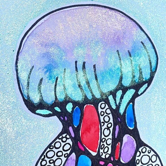 Neuro Jelly Original Wall Art Jellyfish Neurographic Watercolor Painting 4x6in - Picture 2 of 5